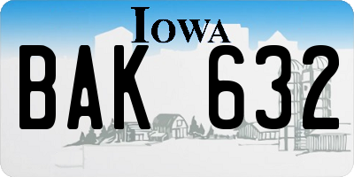 IA license plate BAK632