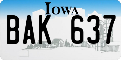 IA license plate BAK637