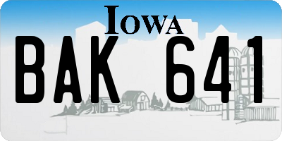 IA license plate BAK641