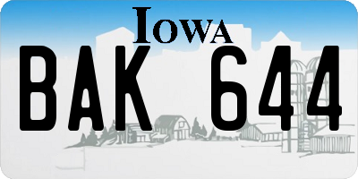 IA license plate BAK644