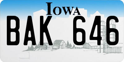 IA license plate BAK646