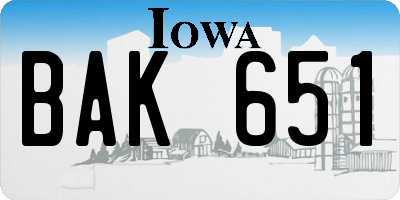 IA license plate BAK651