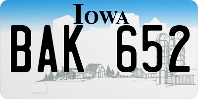 IA license plate BAK652
