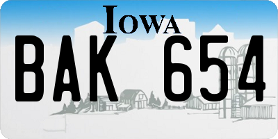 IA license plate BAK654