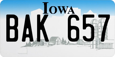 IA license plate BAK657