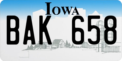 IA license plate BAK658