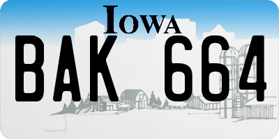IA license plate BAK664