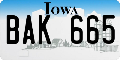IA license plate BAK665