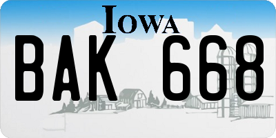 IA license plate BAK668