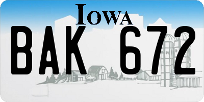 IA license plate BAK672