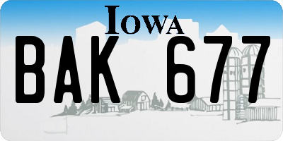 IA license plate BAK677