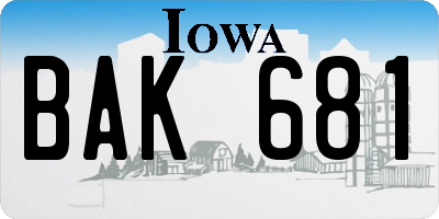 IA license plate BAK681