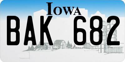 IA license plate BAK682