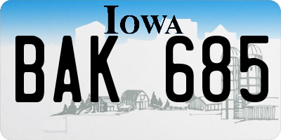 IA license plate BAK685