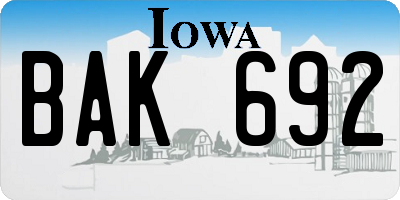 IA license plate BAK692