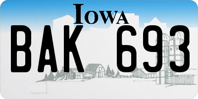 IA license plate BAK693