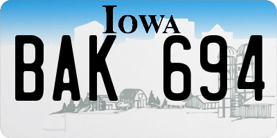 IA license plate BAK694