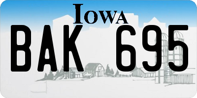 IA license plate BAK695