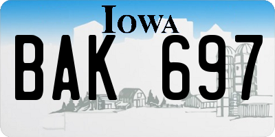 IA license plate BAK697
