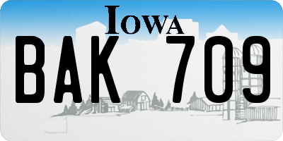 IA license plate BAK709