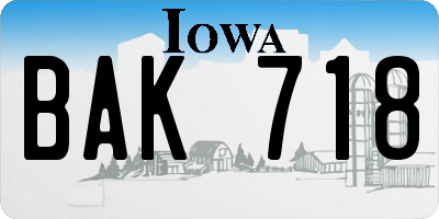 IA license plate BAK718