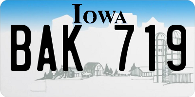 IA license plate BAK719