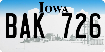 IA license plate BAK726
