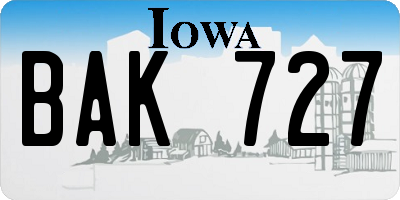 IA license plate BAK727