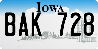 IA license plate BAK728