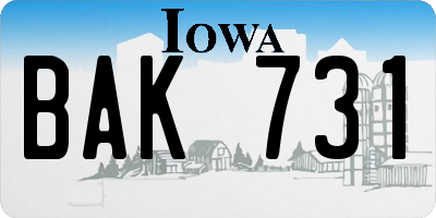 IA license plate BAK731