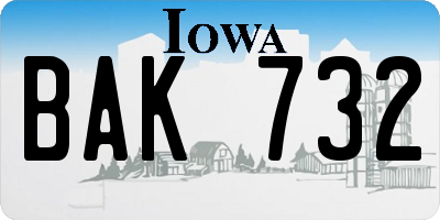 IA license plate BAK732