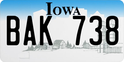 IA license plate BAK738