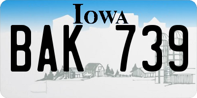 IA license plate BAK739