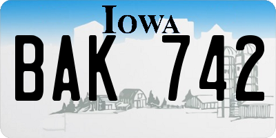 IA license plate BAK742