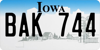 IA license plate BAK744