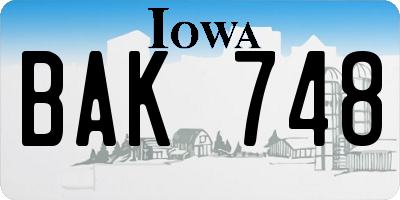IA license plate BAK748