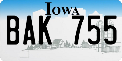 IA license plate BAK755