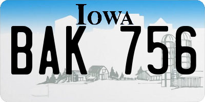 IA license plate BAK756