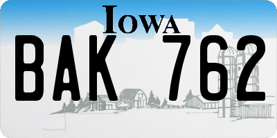 IA license plate BAK762