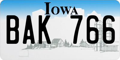 IA license plate BAK766