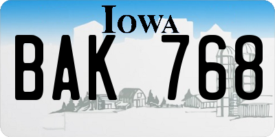 IA license plate BAK768