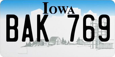 IA license plate BAK769