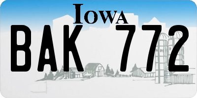 IA license plate BAK772