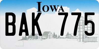 IA license plate BAK775