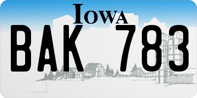IA license plate BAK783
