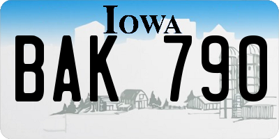 IA license plate BAK790
