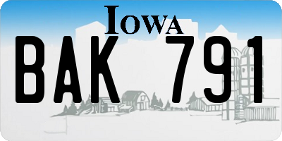 IA license plate BAK791