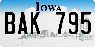IA license plate BAK795