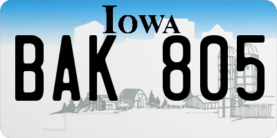 IA license plate BAK805