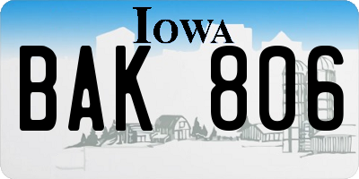 IA license plate BAK806